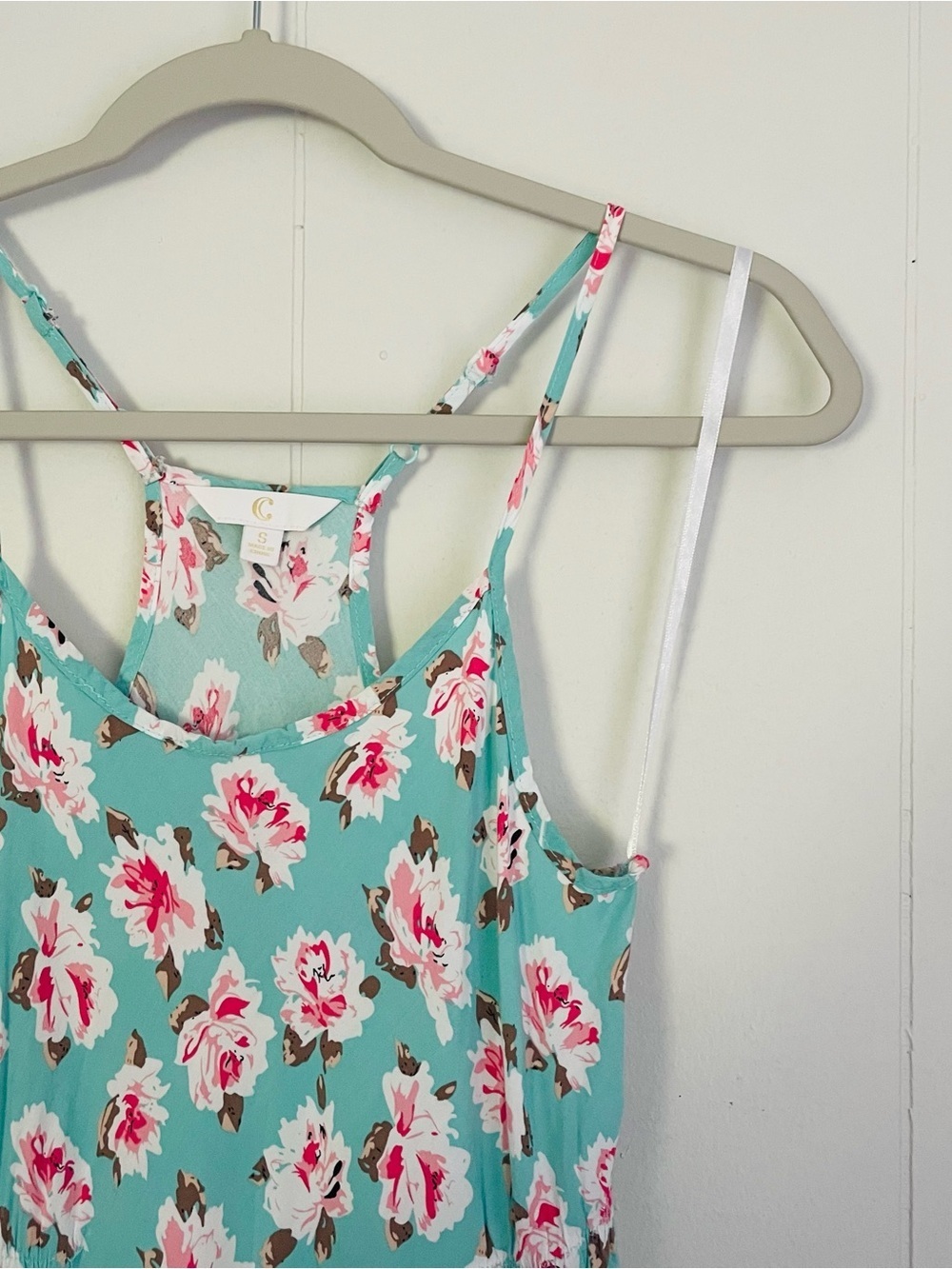 Charming Charlie Floral midi Dress Women’s Small S Aqua Turquoise Pink White - Picture 5 of 12